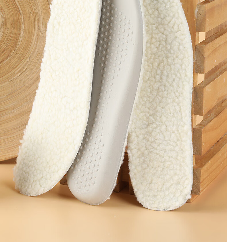 FOOTOPPO Latex Lambswool Warm Insoles for Men And Women, Winter Cold-Proof Fleece-Lined Thick Soft-Soled Wool Insoles 16