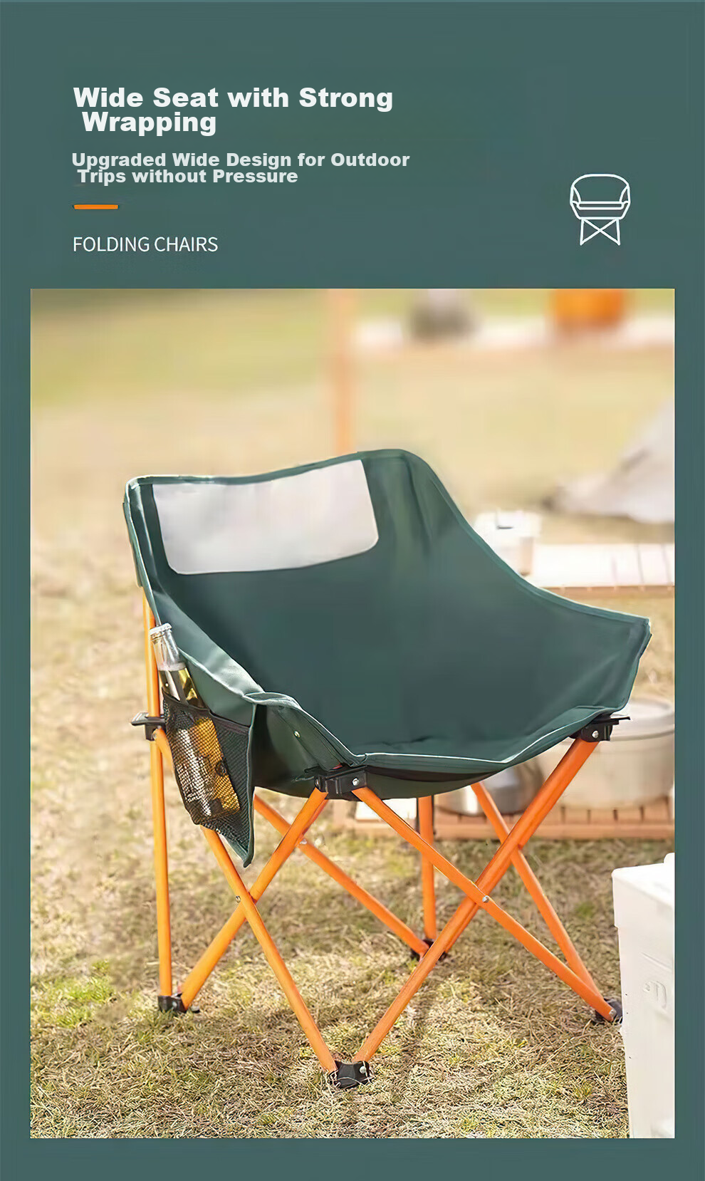 Jiuqiangu Outdoor Portable Folding Chair, Camping Lounge Chair with High Backrest, Director's Chair, Fishing Stool 2822 5
