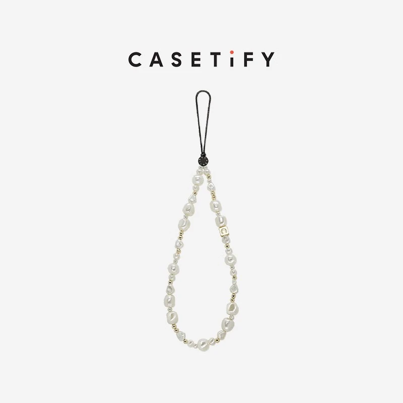 CASETIFY Silver And White Pearl Phone Chain, Suitable for All IPhone Series, Portable Phone Pendant Accessory