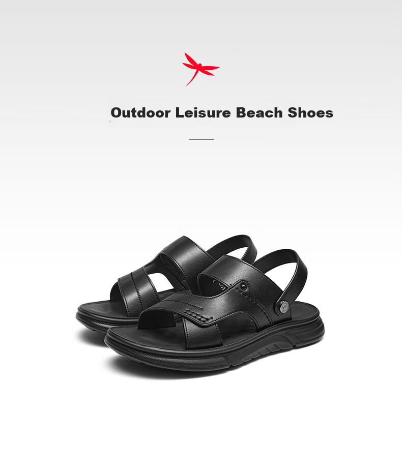 RED DRAGONFLY Beach Shoes, Summer Comfortable Soft Sole, Non-Slip Breathable Dad Sandals, Two-Way Wear Sandals WTT24124, Black, Size 43 1