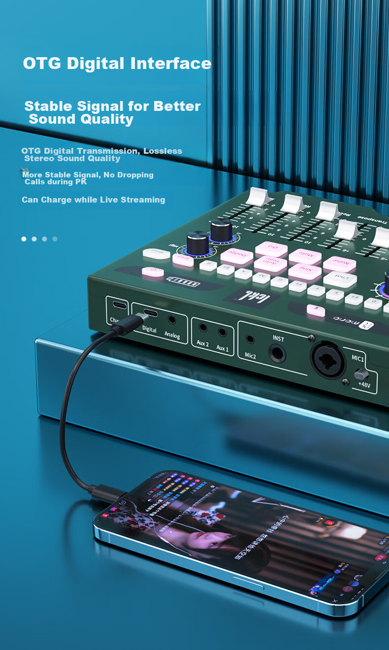 Ickb Mono Sound Card, Live Streaming Dedicated Karaoke Microphone, Compatible with Mobile Phones And Computers, Recording Microphone Equipment Set, for Internet Celebrities, Douyin, Kuaishou, Outdoor Recording, Microphone Sound Card Kit 4