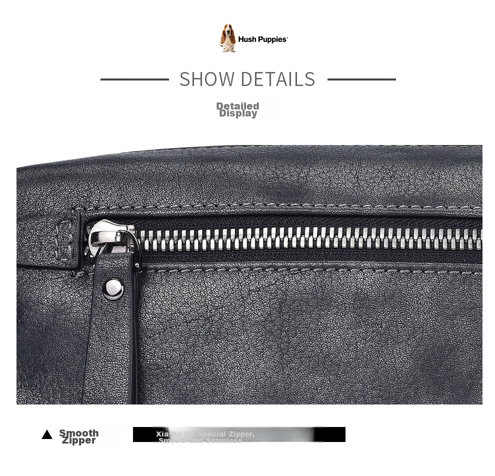 Hush Puppies Handbag, Top-Grain Leather, Large Capacity, Casual Business Men's Bag, Silver Gray Color, Birthday Gift for Boyfriend 9
