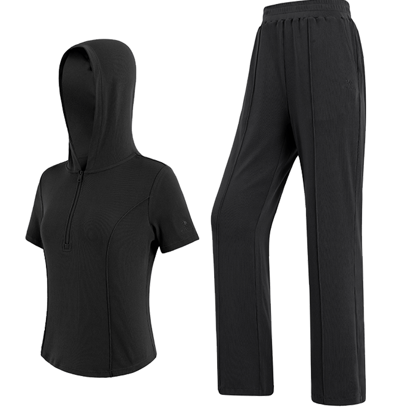 CAMEL Casual Sports Set, New Women's Clothing, Short-Sleeve Jacket, Wide-Leg Straight Pants, Two-Piece Set, Knitted Casual Sportswear