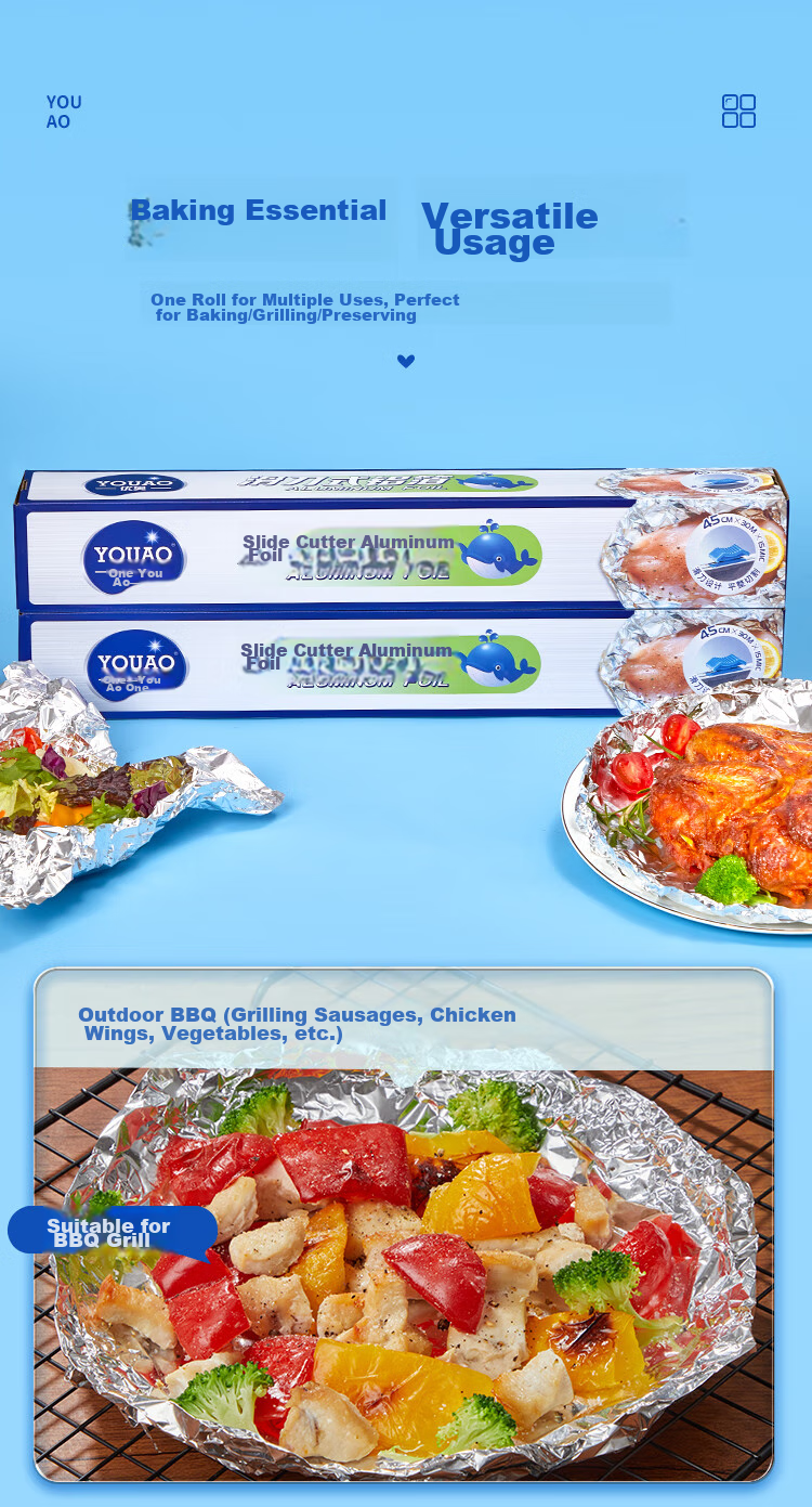 YOUAO Thickened And Widened Aluminum Foil, 45cm*30m*15mic, Sliding Knife Style, Air Fryer Paper, Barbecue Baking, High Temperature Resistant 12