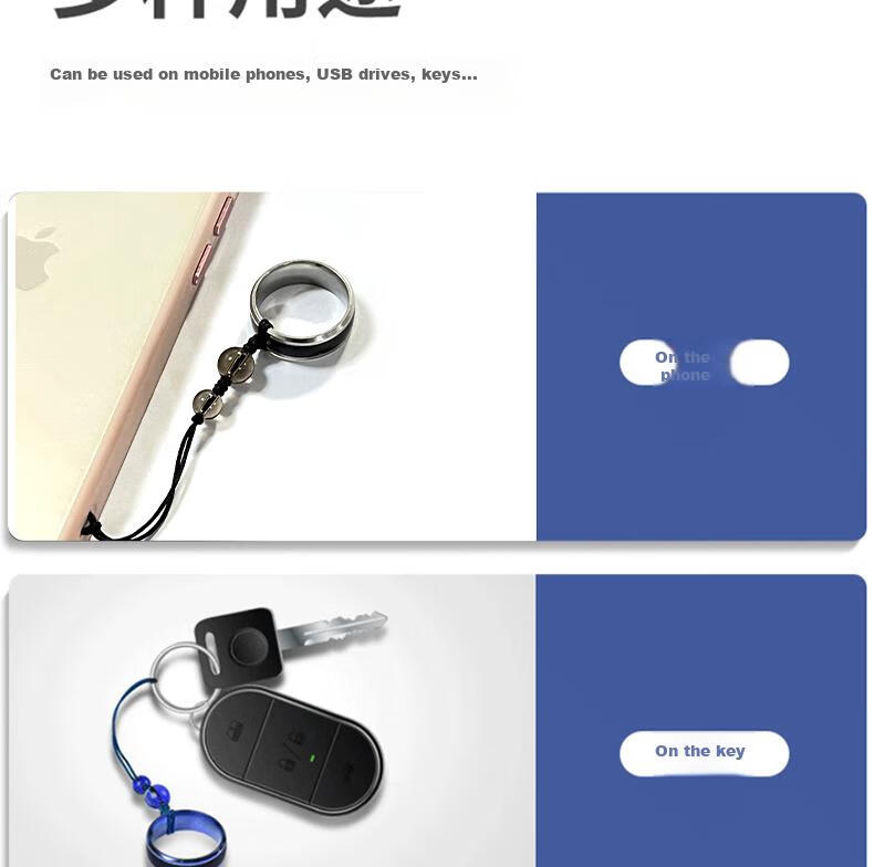 ESCASE Titanium Metal Smart Temperature-Sensing Detachable Ring Buckle Phone Strap Pendant for Men And Women, U Disk Charm Couple's Phone Accessory XR-02 Pro Health Blue Two-Pack 10