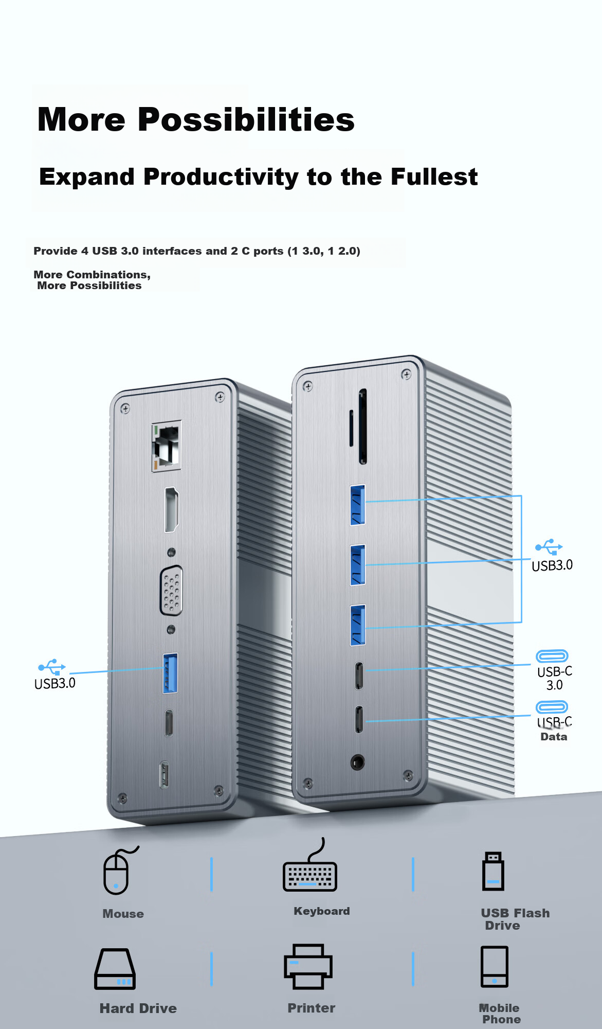 Acer Type-C Vertical Expansion Dock, HDMI/VGA High-Definition Screen Mirroring, 4K Gigabit Ethernet Port Adapter, USB 3.0 Hub, Compatible with IPad And Tablets, Thirteen-In Expansio 7
