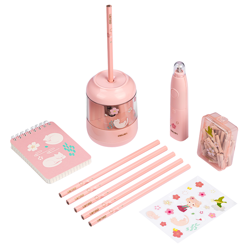 Deli 1-3 Grade Student Electric Stationery Set, Electric Pencil Sharpener, Eraser, Gift Pencils, Birthday, Middle School And High School Entrance Exams, Kindergarten Exam, Back-To Supplies, Birthday Gifts