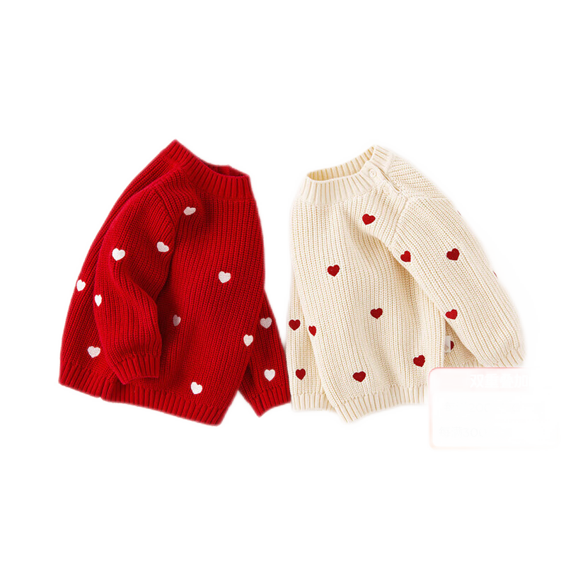 DAVE & BELLA Girls' Red Turtleneck Knit Sweater Autumn Winter Baby Stylish Pullover