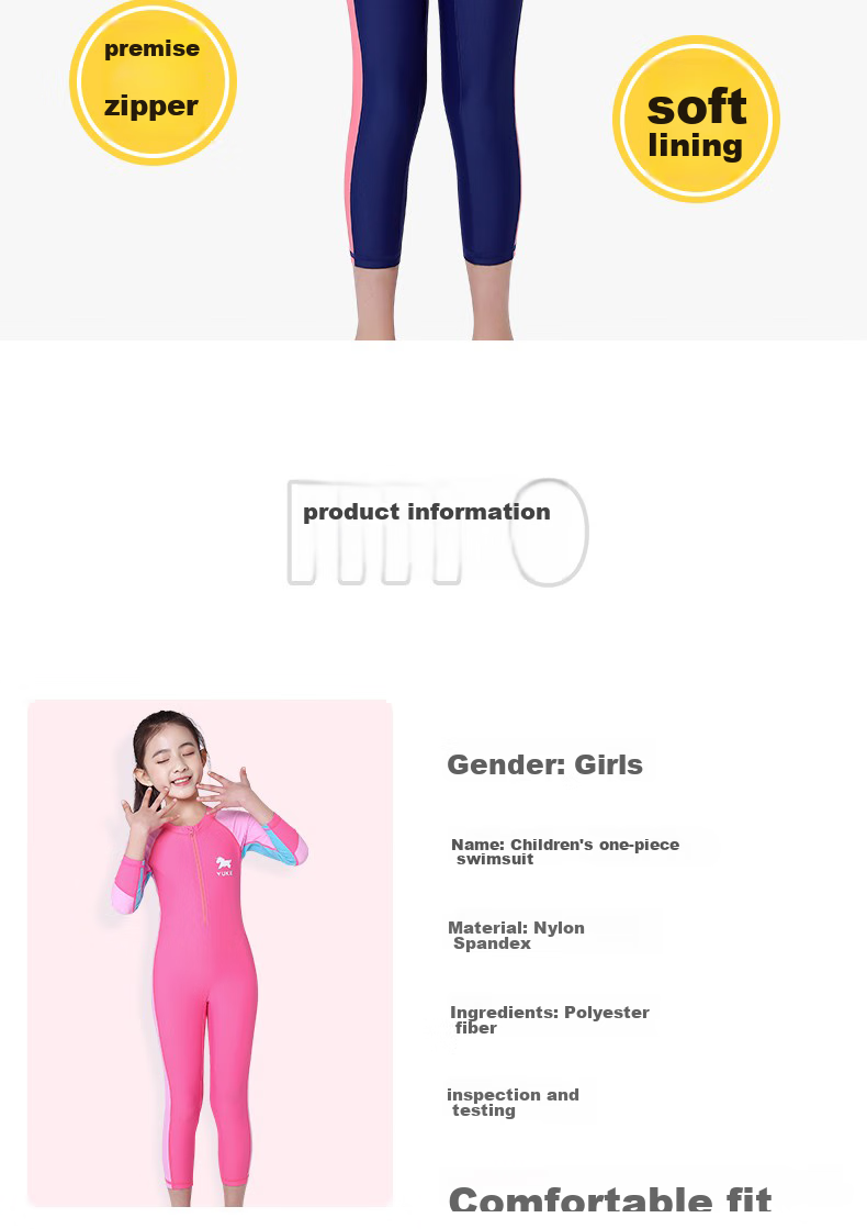 Yuke Children's Swimsuit, One-Piece Dress Style for Older Girls, Swimwear Set (Including Swimming Cap, Storage Bag, And Compressed Towel) 5