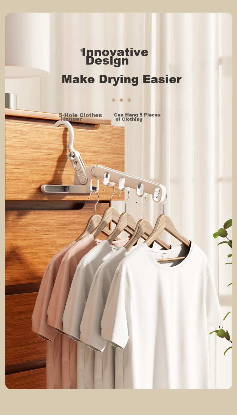 JAJALIN Foldable Travel Hanger, Mini Wall-Mounted Clothes Rack, Suitable for Window Guards, Behind Doors, And Windowsills, Random Color 1