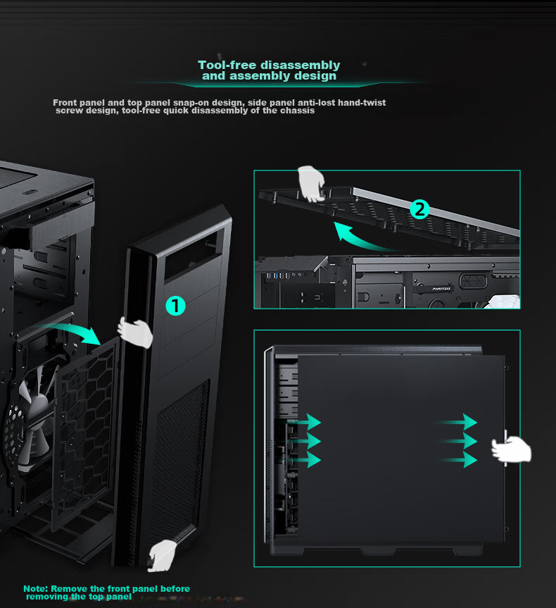 PHANTEKS 614PC Full Tower Desktop Server E-ATX Computer Case (Supporting SSI-EEB Motherboard/5090 Graphics Card/8x PCI Slots/NAS Multi-Hard Drive Bays) 12