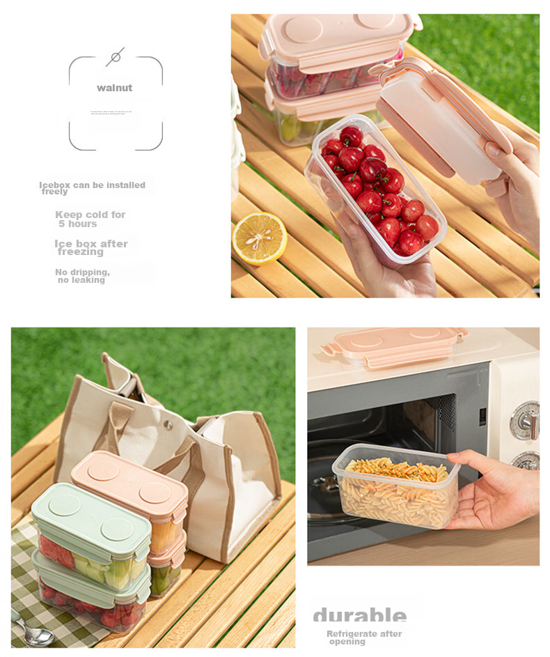 KATEI STORY Japanese Portable Fruit Box with Fork, Handheld Salad Cup, Plastic Cup with Sealing And Leak-Proof Draining Basket for Going Out 18