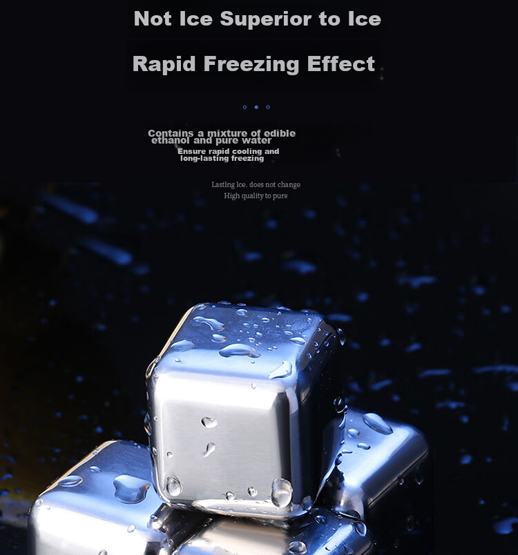 BJ 304 Stainless Steel Ice Cube Tray, Square Quick-Cool Metal Ice Cube Maker Mold, 4-Piece Set CP-127 9