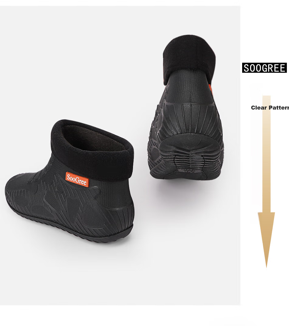 SooGree Men's Short Rain Boots, Winter Fleece-Lined, Detachable Waterproof Non-Slip Wear-Resistant Outdoor Rainy Day Travel Work Fishing Rubber Shoes 2