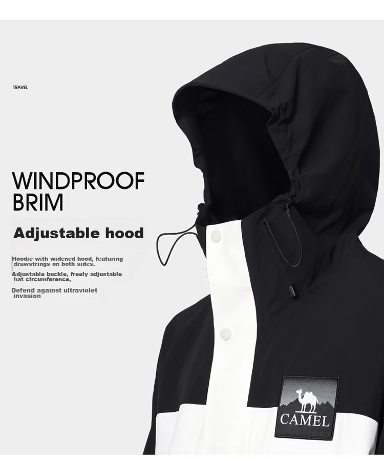 CAMEL Windbreaker Jacket for Men And Women, Spring And Autumn Outdoor Workwear Hard Shell Single Layer Heavy Rain Hiking Suit B109 L 21