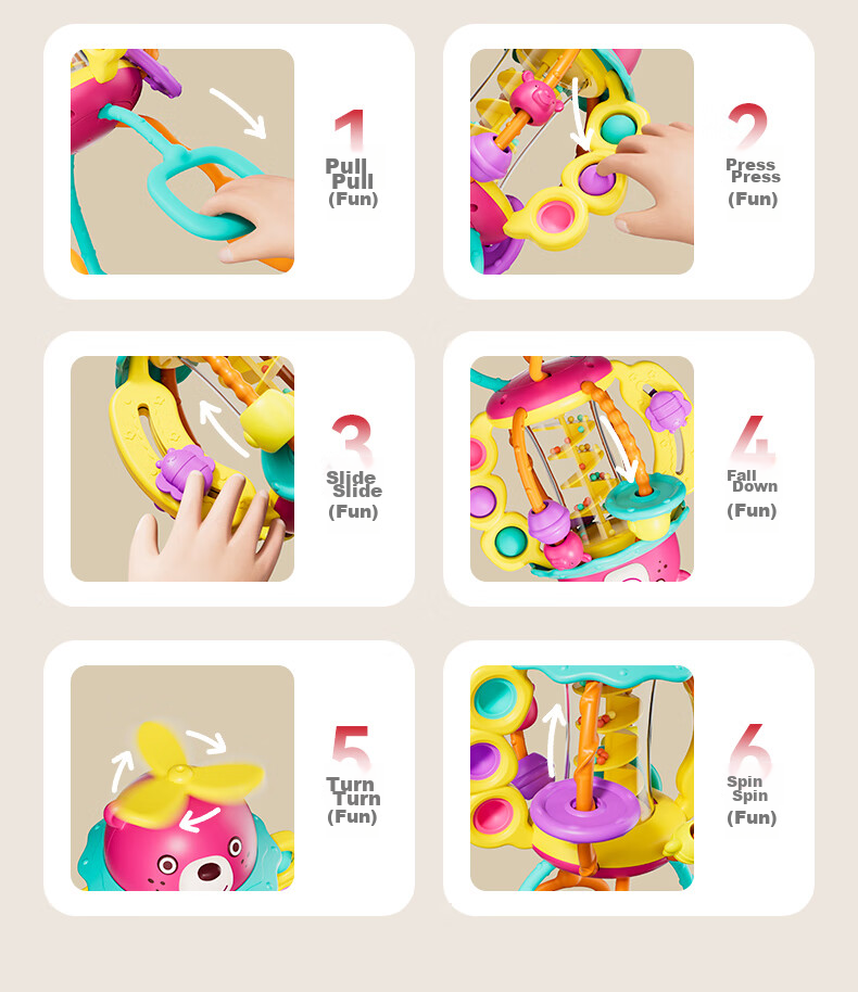 HUILE TOYS Pull-Along Toy for Children And Infants, Newborn Toys, Grasping Training, First Birthday Gift 6