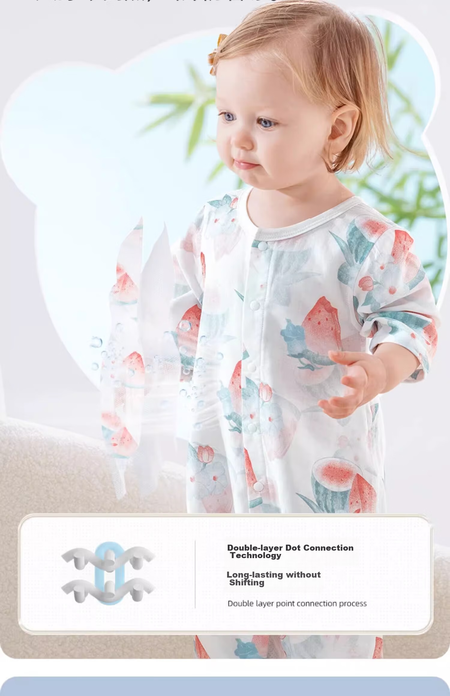 Beitaisi Baby Clothes Summer Thin Romper with Mesh Back, Breathable Three-Quarter Sleeve Air Conditioning Sleepwear 5