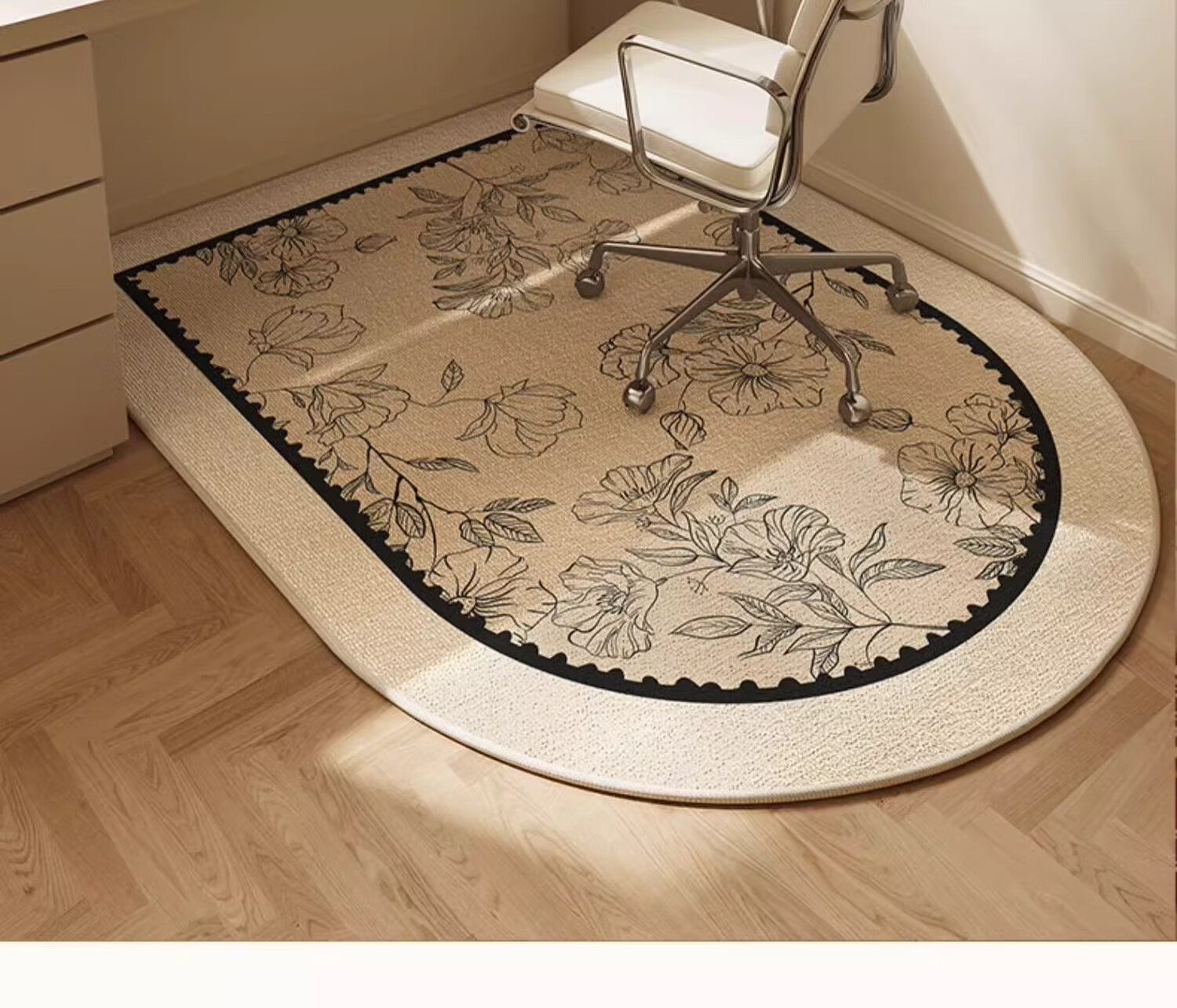 Yinshang Luxury High-End Bedroom Swivel Chair Mat, Study Chair Carpet, Non-Slip Dirt-Resistant Pad, Rounded Corner Foot Mat for Study Room Chair 6