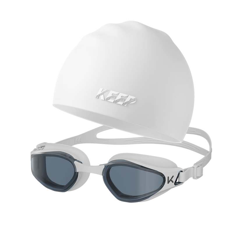 Keep Swimming Goggles, Waterproof And Anti-Fog, High-Definition for Men And Women, Myopia Swimming Glasses, Swim Cap Set, 870 Aurora White, 300 Degrees