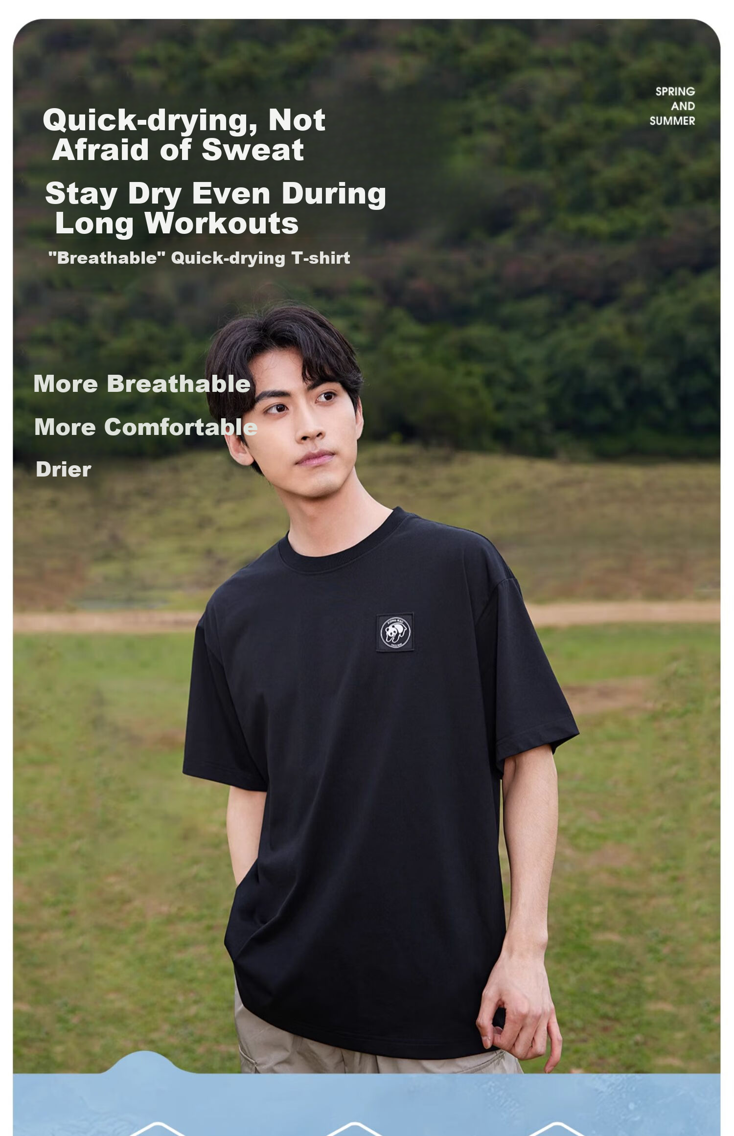 CAMEL Outdoor Unisex Casual Short-Sleeve T-Shirt, Round Neck, Cool And Breathable Top [Panda Collaboration] A34BA6K170 3