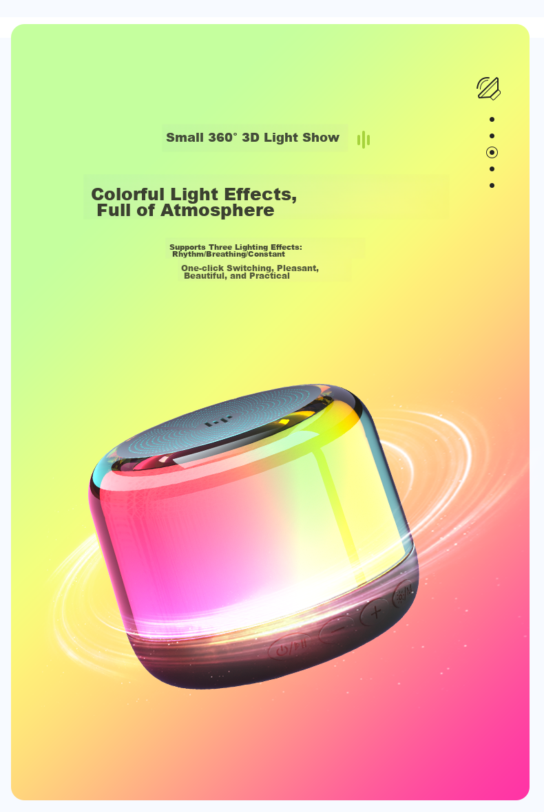HP S05 Bluetooth Speaker, Dome-Shaped Color-Changing Speaker, Computer And Mobile Phone Home Mini Subwoofer, Small Portable Outdoor Wireless TWS Interconnected Speaker 4