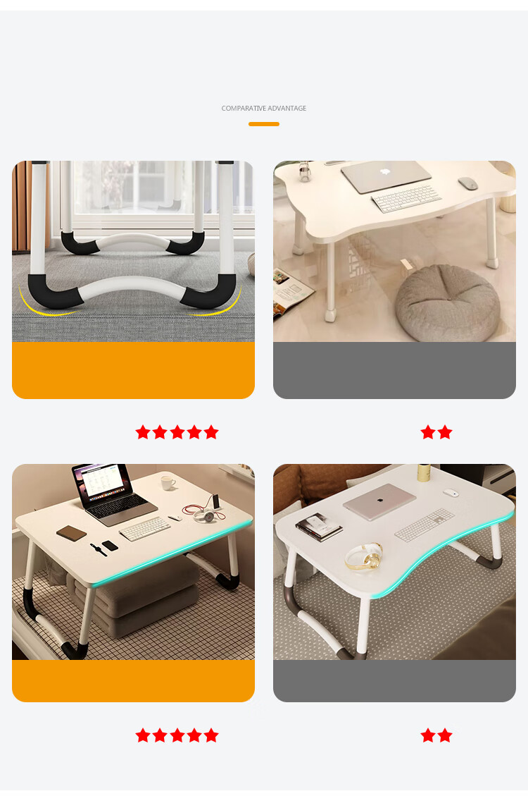 XINGKAI Bedside Small Table, Bed Laptop Desk, Foldable Bed Desk, Study Table BGZ692 Flat White 60*40 11