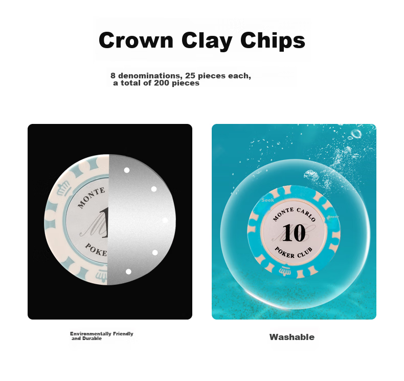 Zihu Poker Chips, Texas Hold'em Chips, Card Game And Mahjong Specific Chips, Aluminum Box, 300 Pieces, Small Six-Point Dice, No Face Value 6
