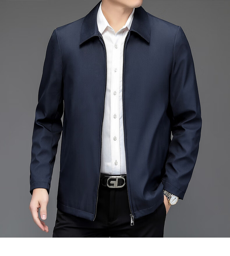 Hengyuanxiang Administrative Jacket for Men, Spring And Autumn Season, Middle-Aged Men's Business Casual Dad's Outerwear, Middle-Aged And Elderly Men's Clothing, Lapel Top 16