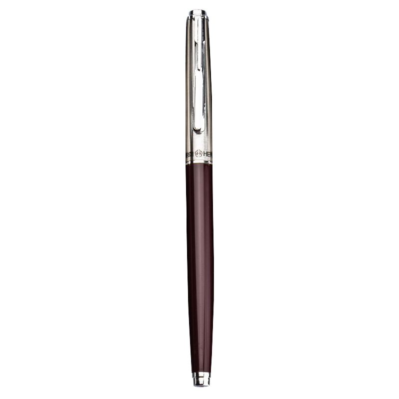 HERO Fountain Pen Classic 007, Burgundy with Hidden Nib, Iridium Gold Fountain Pen, Ink Pen for Students, Single Pen, F Nib