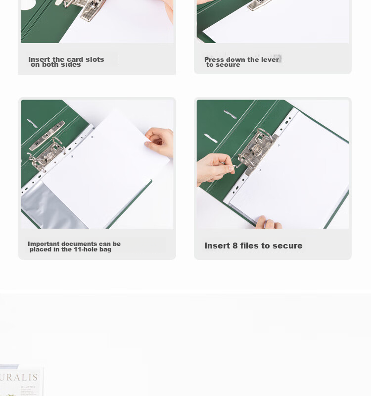 TIANSE Thick Loose-Leaf File Folder, Two-Inch Quick-Load Binder, Two-Hole Loose-Leaf Folder, Insertable Document Organizer with Large Capacity And Strong Clasp, Office Supplies, TS-11003, Agate Gray 14