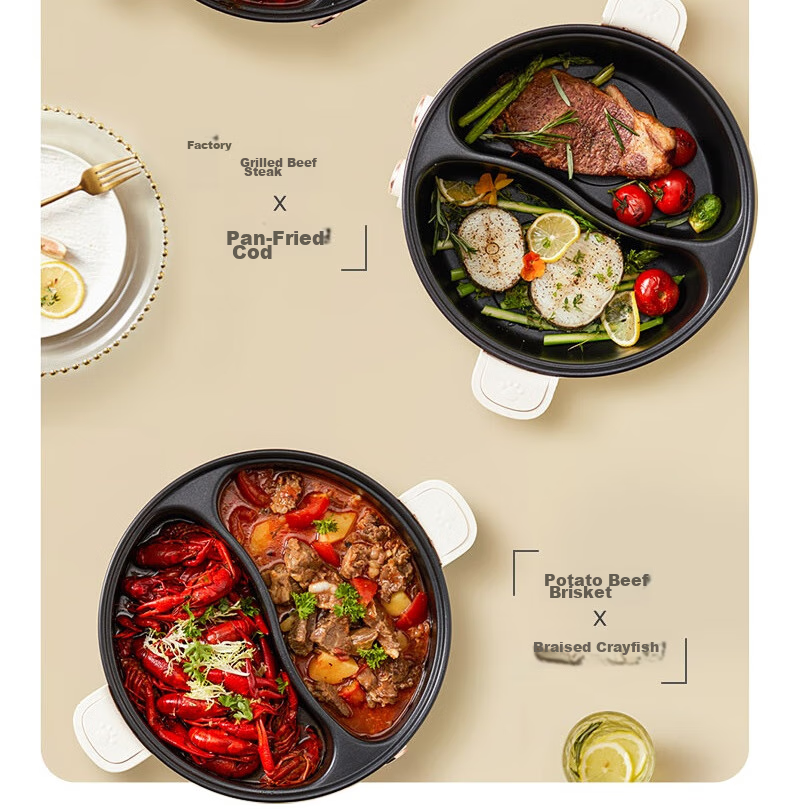 Modong [Douyin Popular Trend] Dual-Sided Electric Hot Pot Heating Pot for Home Multi-Purpose Cooking, 6L Non-Stick Pot with Independent Temperature Control for Each Side MD-HGE06 13