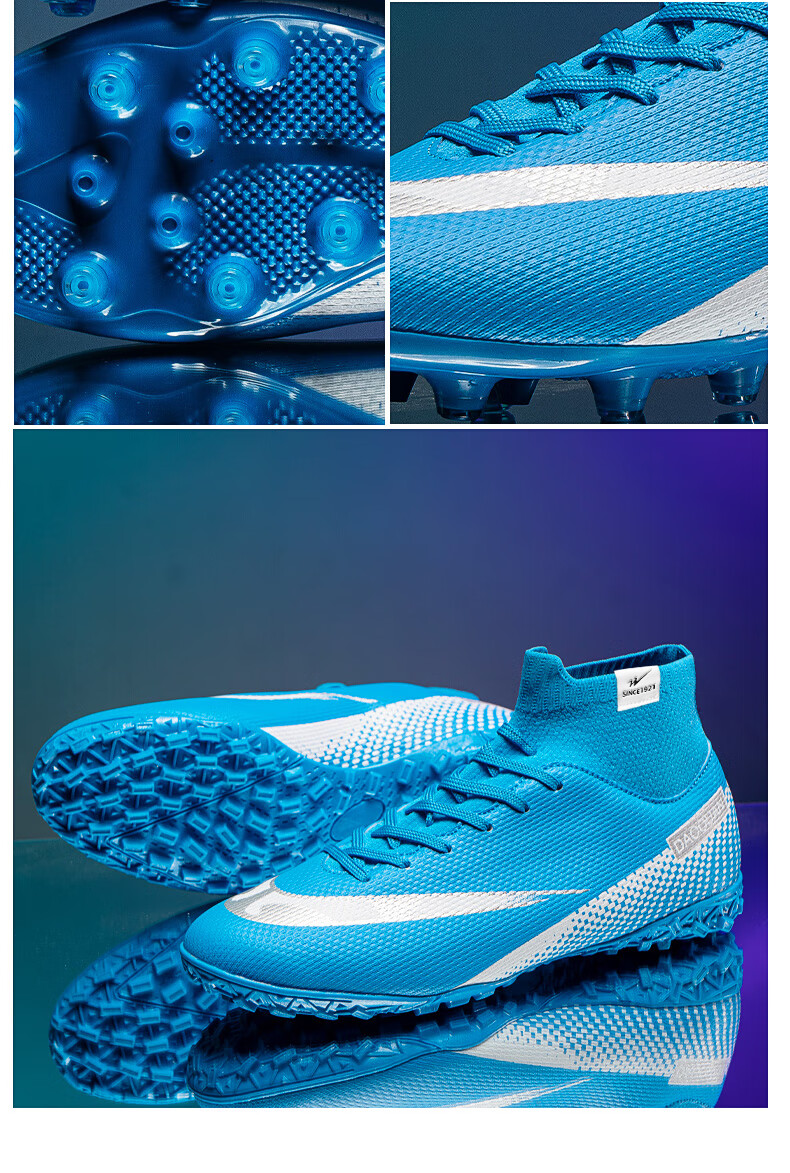 Double Star Eight Special Football Shoes Men's Adult Turf Broken Nails TF Wear-Resistant Artificial Turf Competition Special Short Nails Black Training Shoes Men 4
