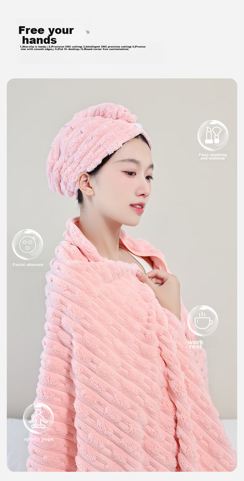 MINISO Women's Super Absorbent Quick-Dry Hair Band 7A Grade Antibacterial 2026 New Extra Large Thickened Turban Hair Band Blue White 13