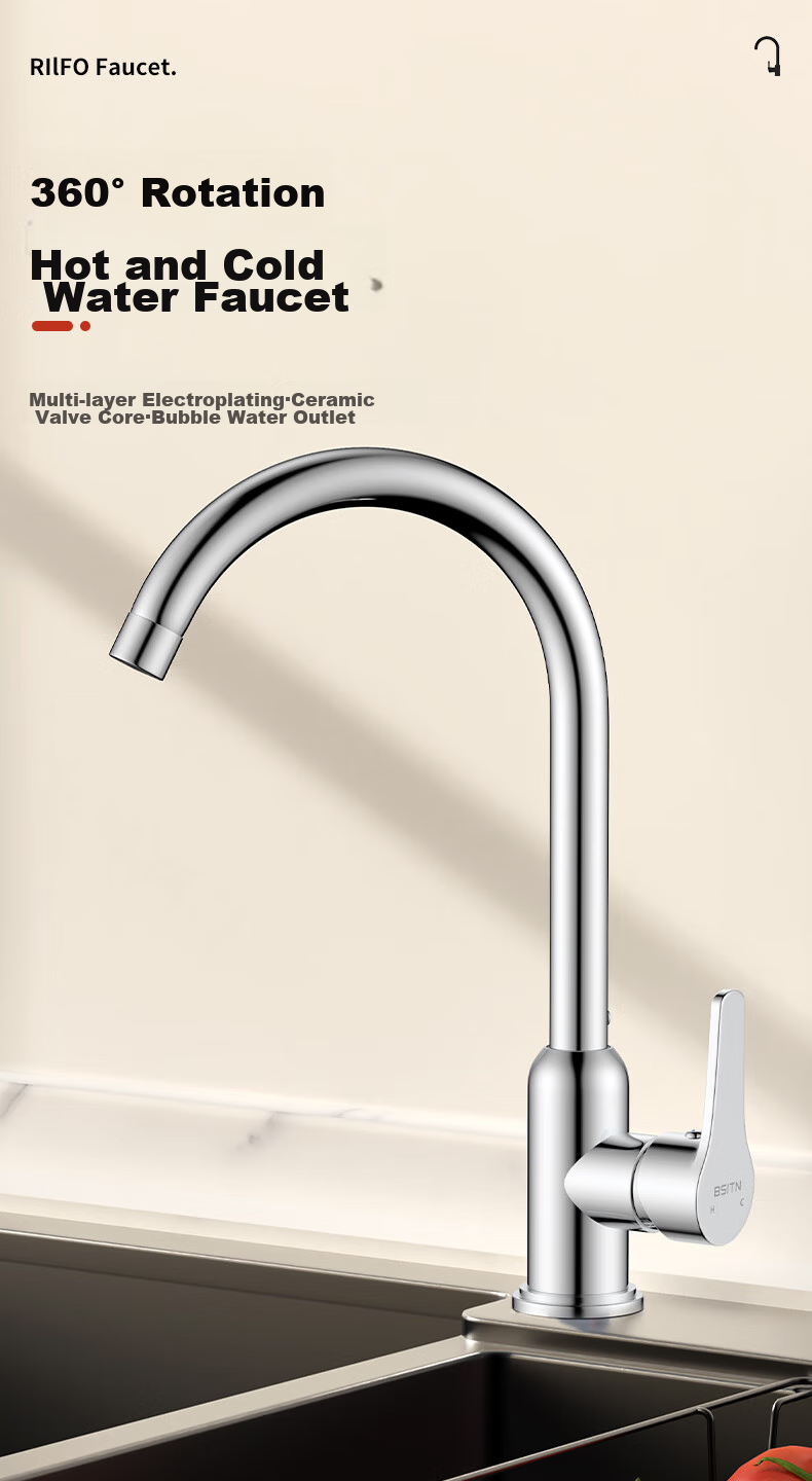 BSITN Brass Kitchen Wall-Mounted Single Cold Faucet Swivel Quick-Open Faucet B2135 1