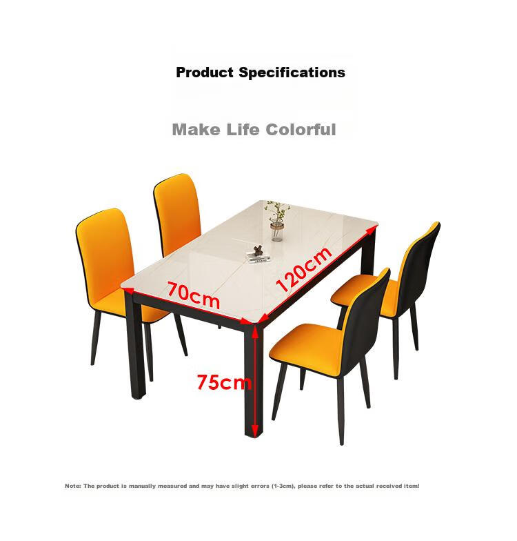 Fanshe Dining Table And Chair Set, Simple Luxury Glass Rock Slab Pattern, Compact Size for Home Dining Room, Rectangular Dining Table 18