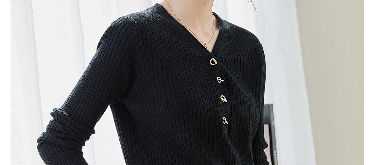PinCai V-Neck Solid Color Soft Knit Slim Fit Sweater for Women P13QZ3088 11