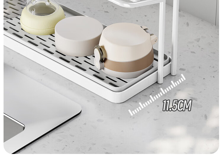 Shengxitao Cup Holder, Kitchen Draining Storage Rack, Multifunctional Double-Layer Water Cup And Tea Set Storage Shelf, Draining Tray, Home Countertop Cup Rack 8
