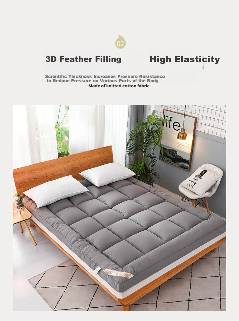 KING SHORE Flocked 3D Mattress, Thickened Household Multi-Functional Bed Pad, Quilt, 150*200cm, Dark Gray 5