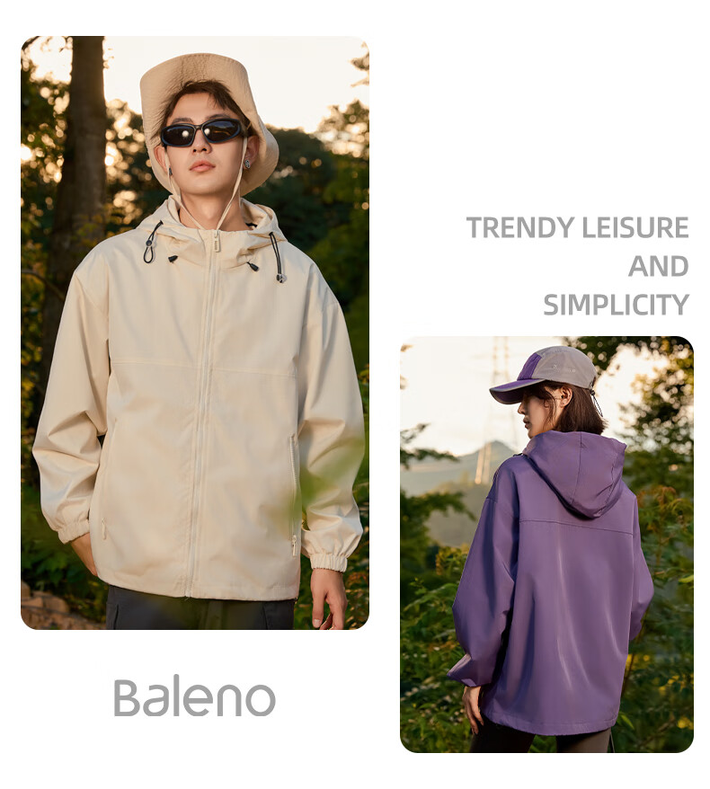Baleno Jacket for Men And Women, Spring And Autumn Fashion Simple Windproof Casual Hooded Jacket, Loose Versatile Zip-Up Cardigan Spring Outfit 19