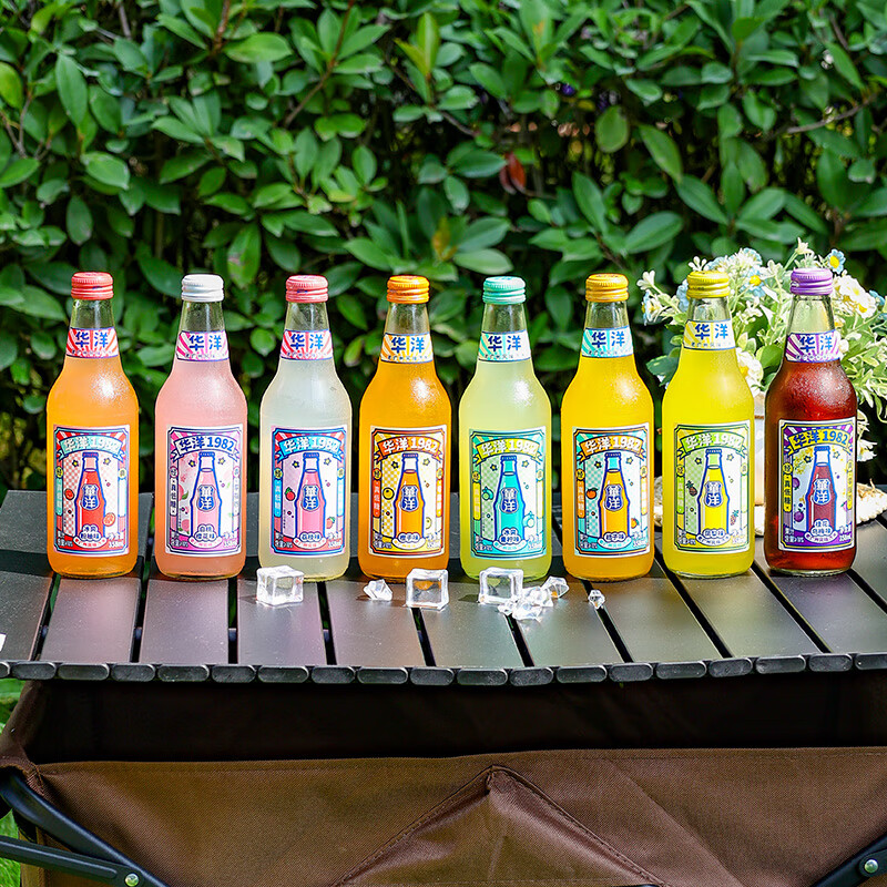 华洋1982汽水果汁碳酸饮料橙味358ml*20瓶低糖0脂肪饮品