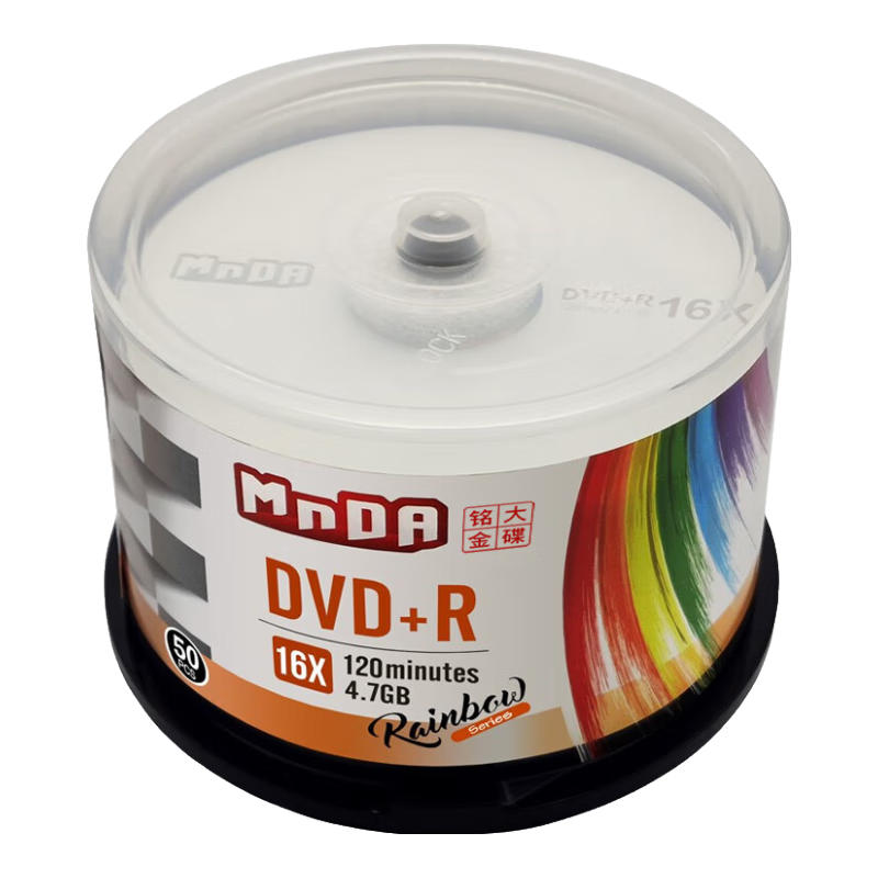 MNDA DVD+R 16x Speed Recordable Discs, Blank Discs, Archive Grade, 50 Pieces in A Barrel, Video Data Backup, Stable Recording, Long-Term Preservatio