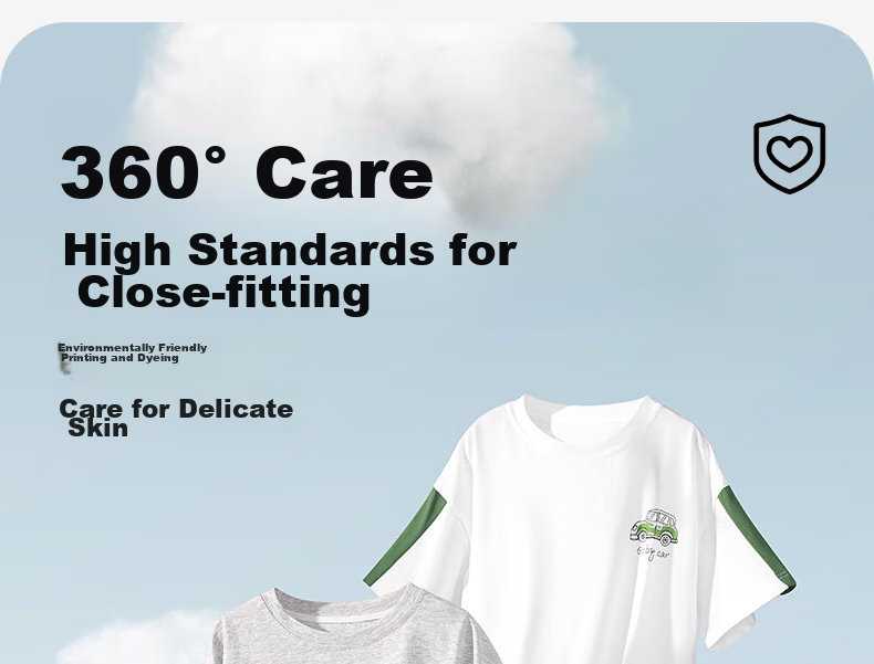 YING BO LUN Summer Boys' Pajamas, Pure Cotton Thin Loose Short-Sleeve Set, Children's Loungewear, for Older Kids, 609 Gray-Green, Size 140 5