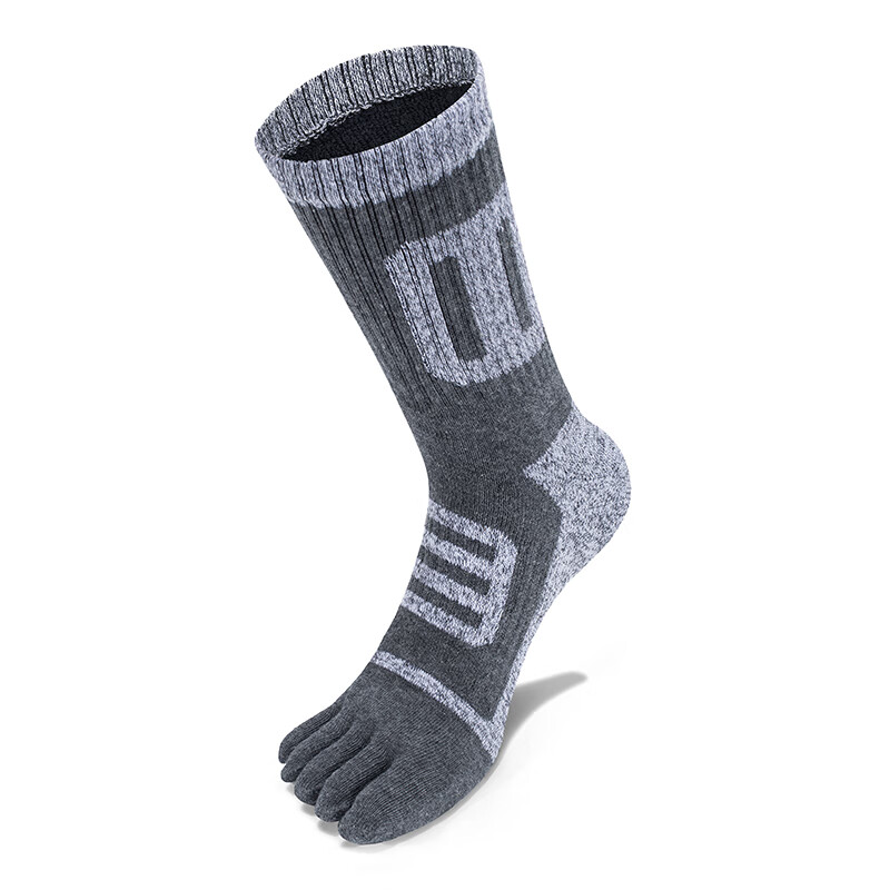 TFO Competition-Grade Outdoor Five-Toe Socks, Terry Socks, Hiking Sports Breathable Toe Socks 2202361 Men's Dark Gray