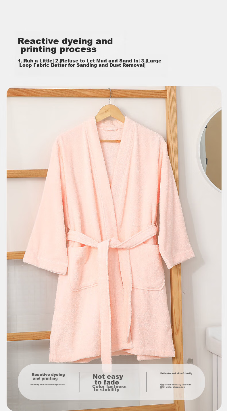 KING SHORE Bathrobe, Pure Cotton Sleepwear, Five-Star Hotel All-Season Style, Couple's Bathrobe, Unisex Bathrobe, Elegant Gray, XL 8