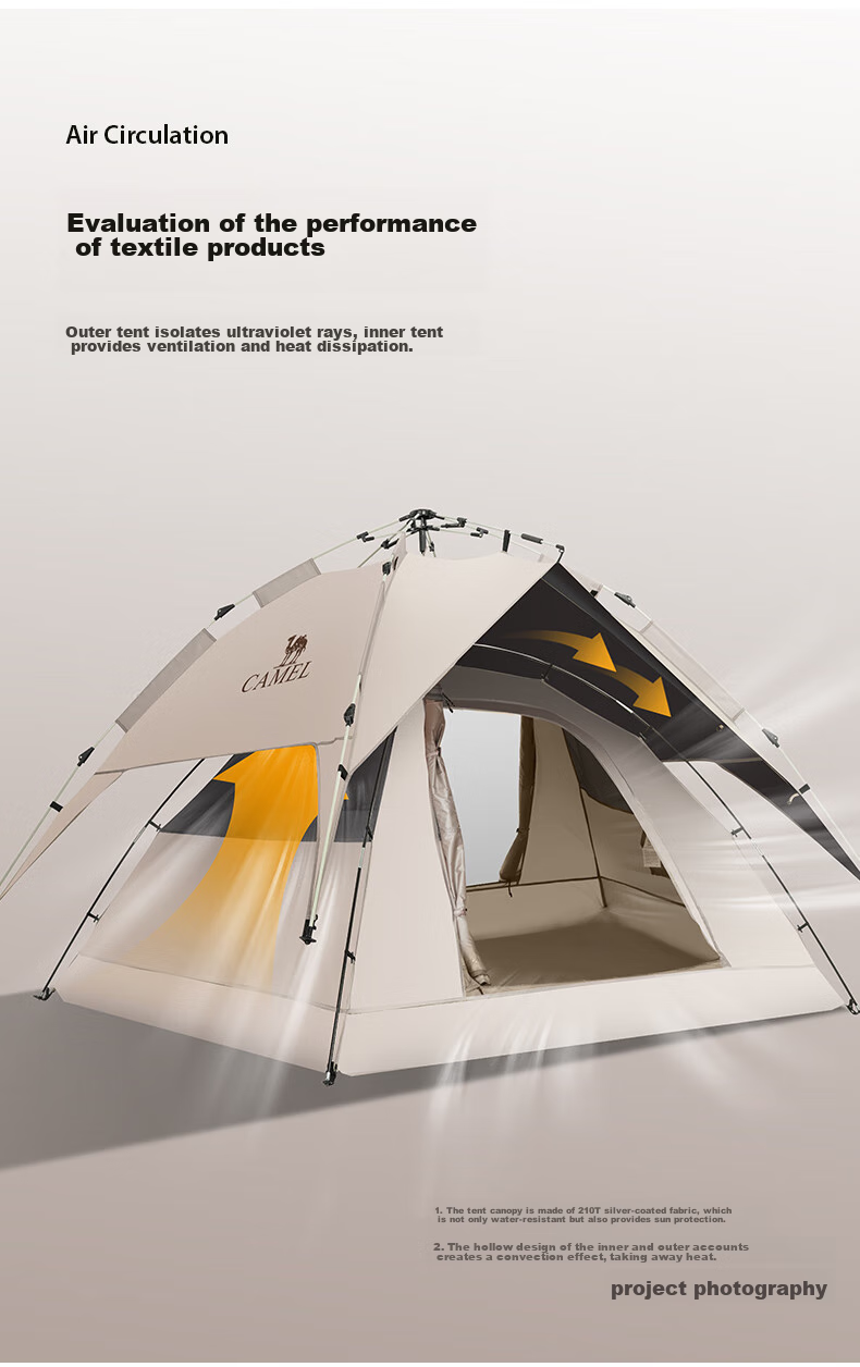 CAMEL Outdoor Black Gel Sun Protection Tent, Fully Automatic Portable Folding Thickened Rainproof Camping Equipment, A1S3NA111-3 5