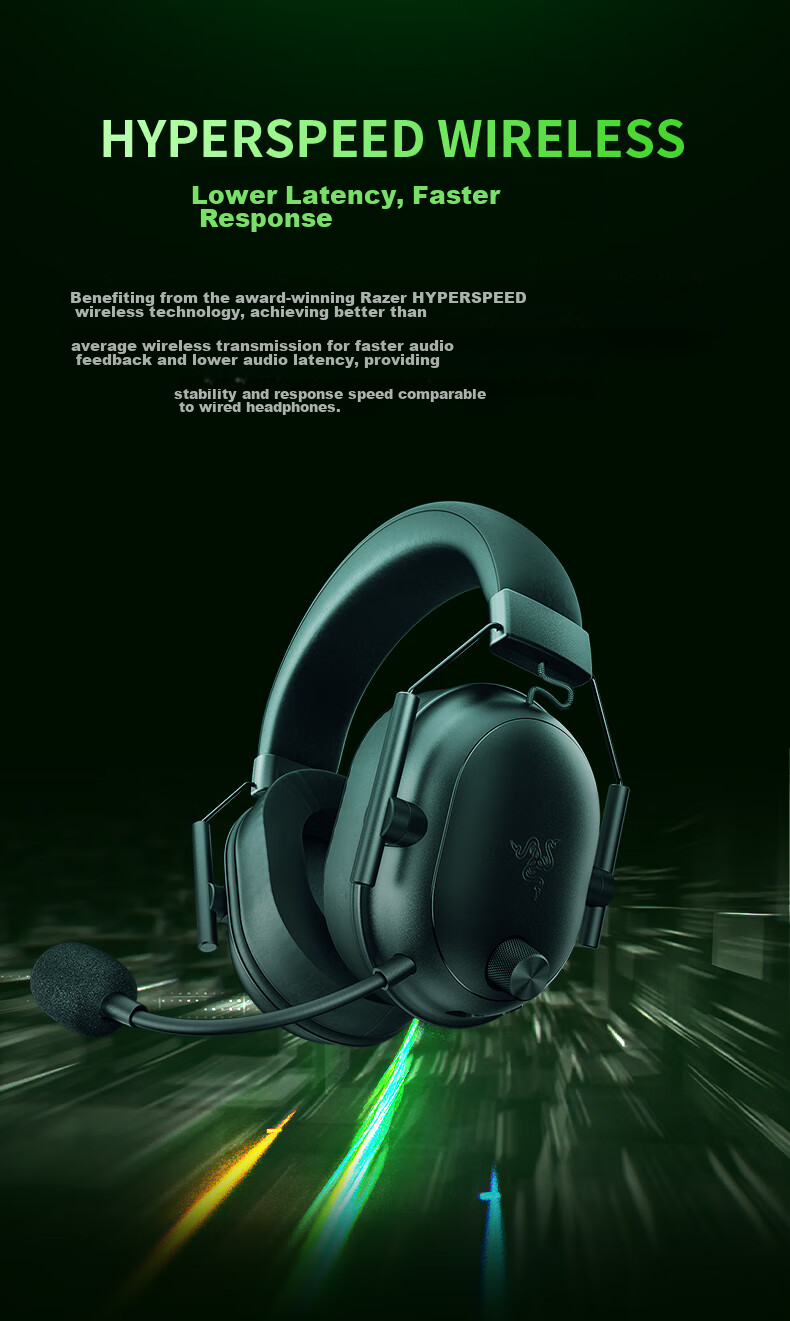 Razer BlackShark V2 X HyperSpeed Wireless Bluetooth Gaming Headset with Microphone, Tri-Mode Connection, Passive Noise Cancellation, Delta EQ Adjustment, CSGO, PUBG, Black 6