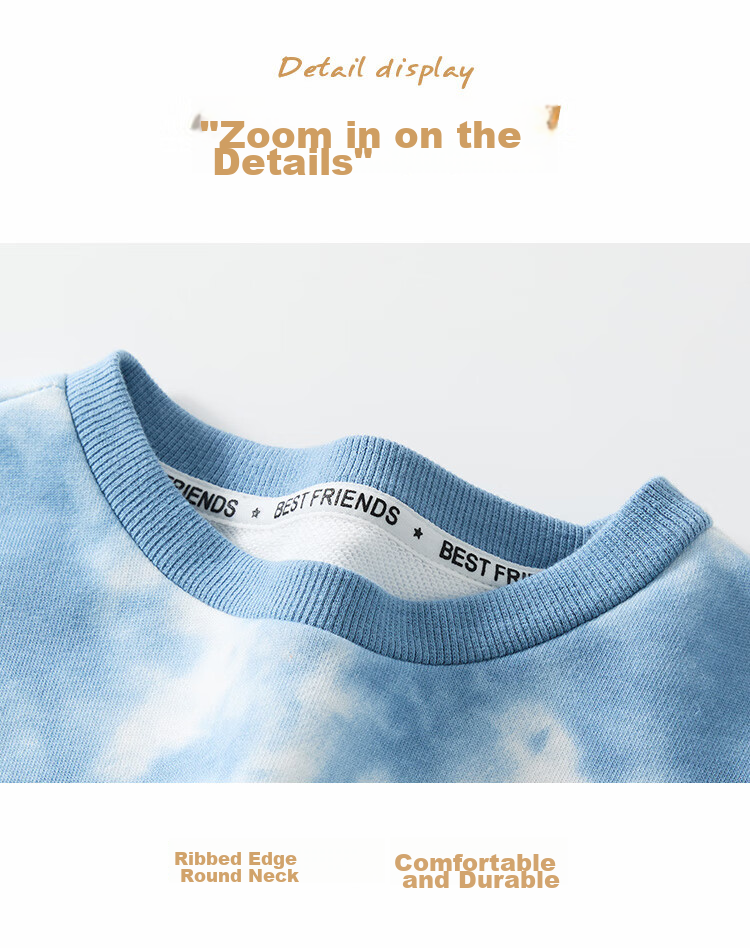 Classic Teddy Boys' Sweatshirt, Casual Undershirt for Older Children, Autumn Wear with Tie-Dye Design, Gray, Size 90 12