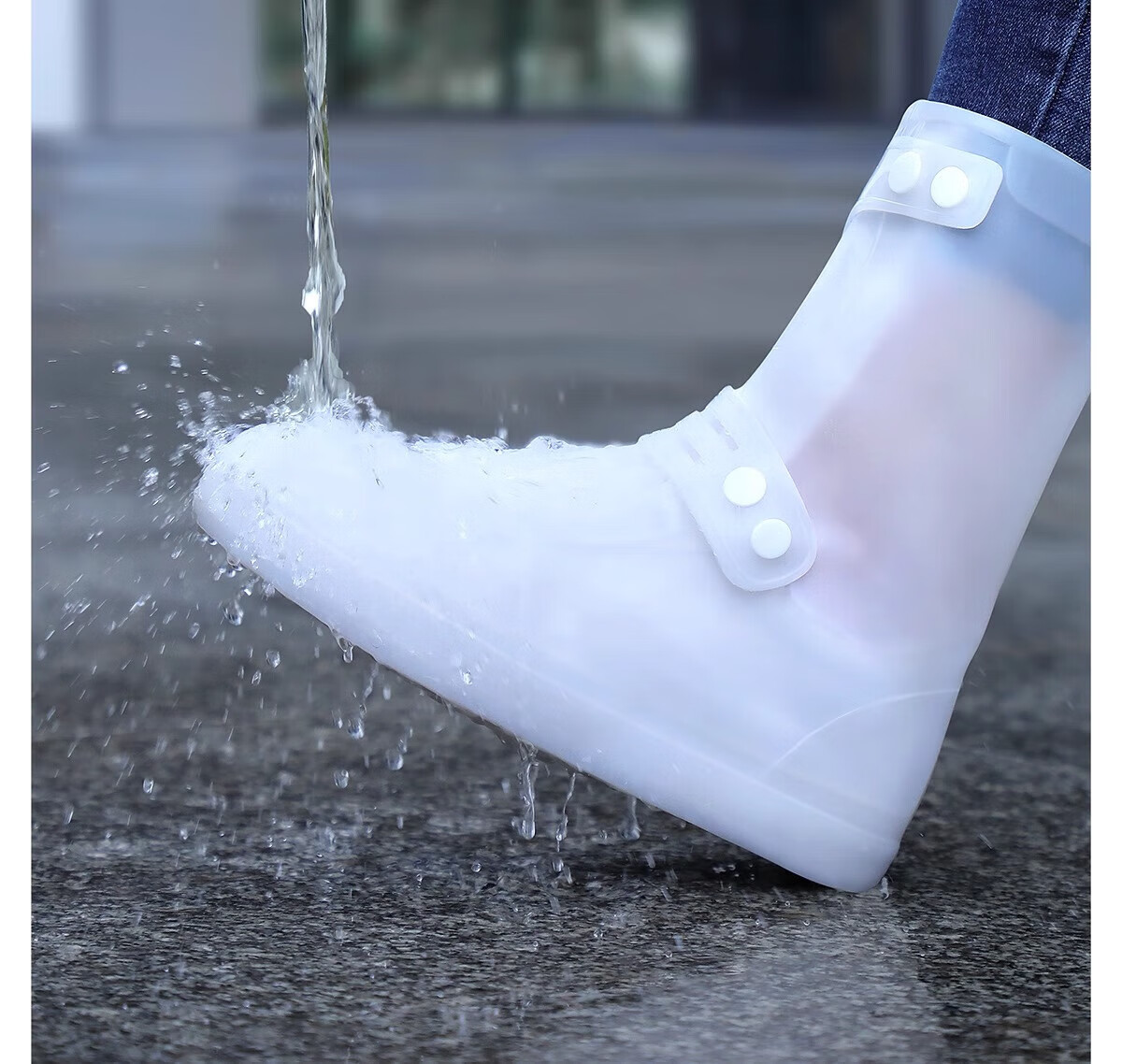 BWNK Waterproof Rain Boots, Non-Slip, Wear-Resistant, Adult High-Top Silicone Thickened Water Shoes, White, Size L 5