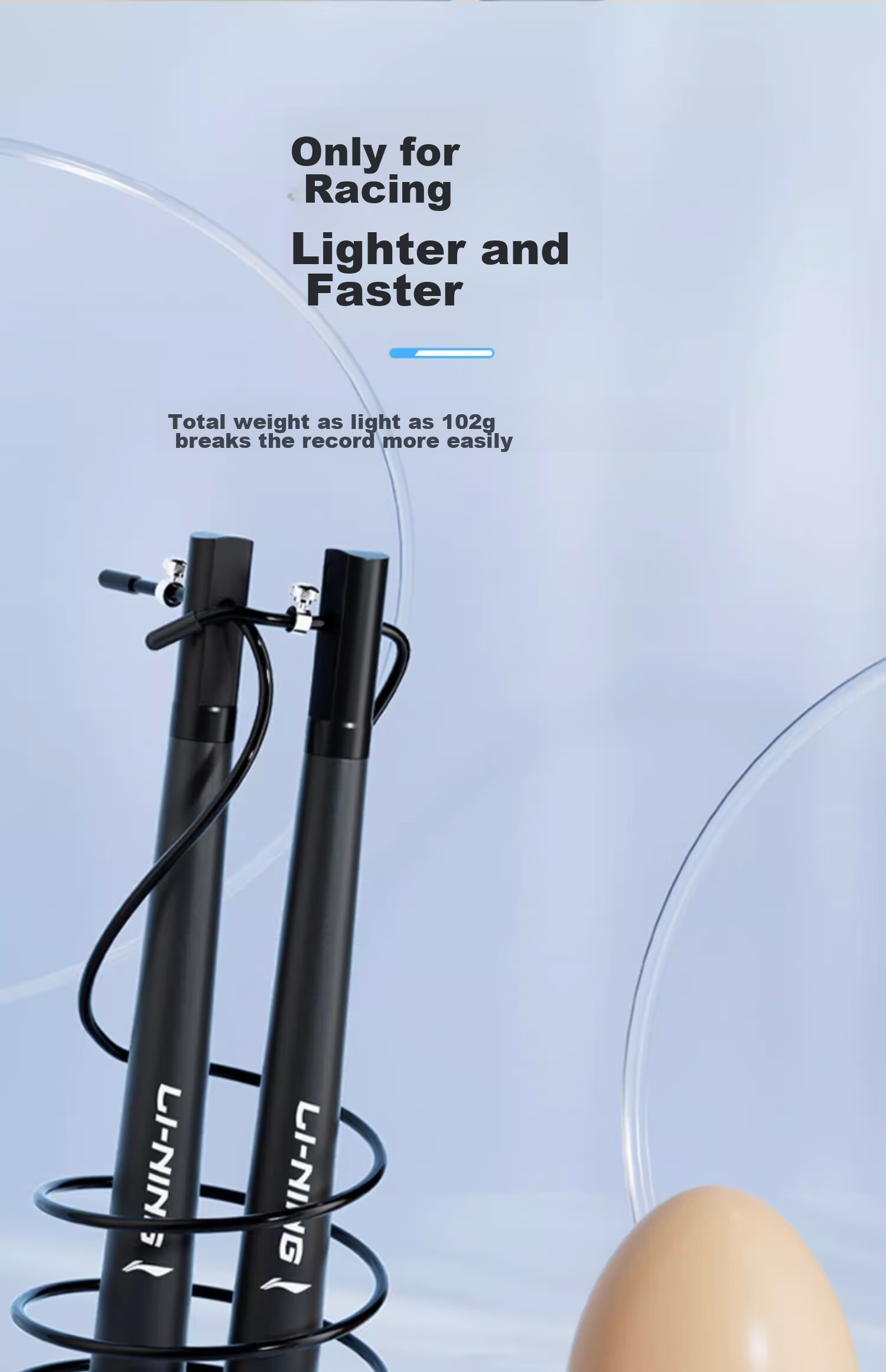 Li-Ning Speed Jump Rope for Competition, High School Entrance Exam Preparation, Weight Loss, Fitness, Professional Steel Wire Rope for Primary And Secondary School Students, Ultra-Light Double Swing Rope 5