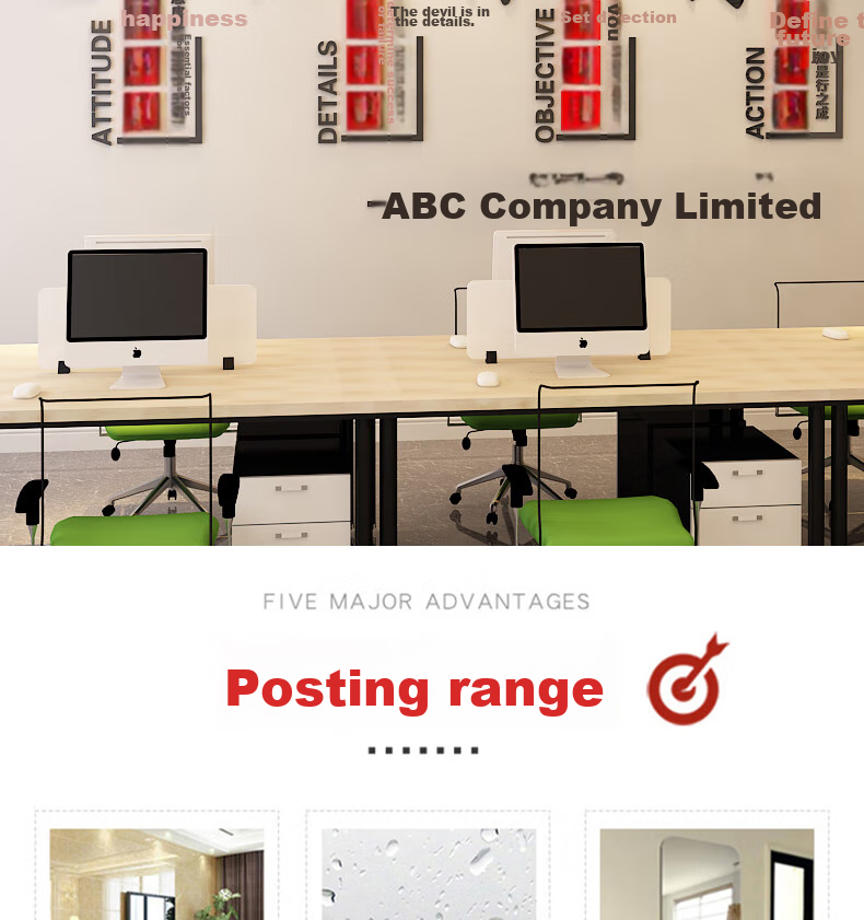 Aimohui Company Office Decoration Motivational Wall Sticker with Attitude And Detail Slogan, Self-Adhesive, 3.5*1.29 Meters 6